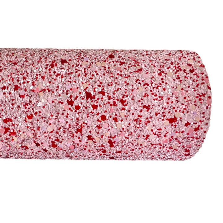 Pink and Red Chunky Glitter Leather