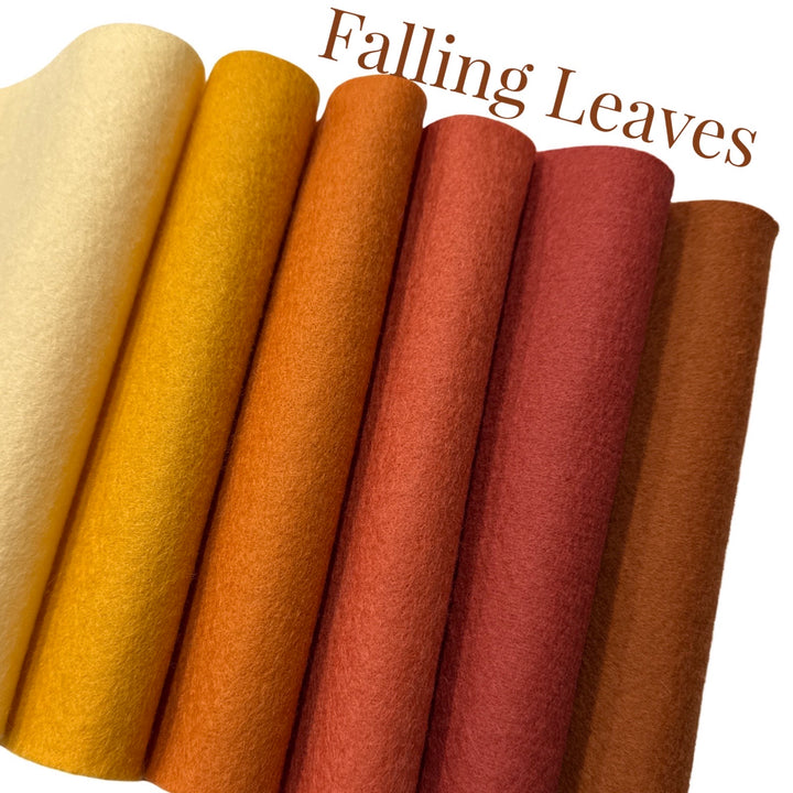 Falling Leaves Wool Felt Bundle Pure Merino Wool Bundle of 6