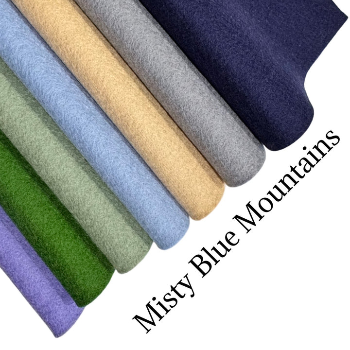 Misty Blue Mountains Pure Merino Wool Felt Bundle of 7