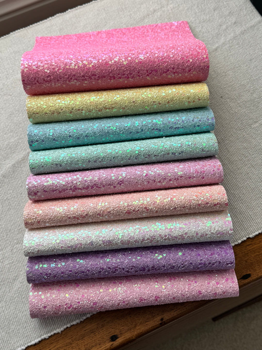 New Release Rainbow Chunky Glitter Leatherette Bundle of 8