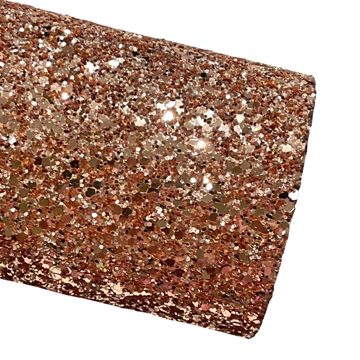 Rose Gold Chunky Glitter Leather | Available in rolls | Rose Gold Glitter Leather