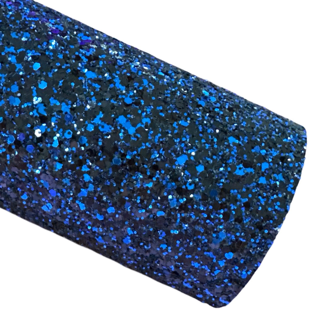 Midnight Blue Chunky Glitter Leather