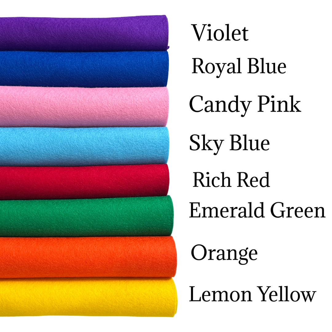 NEW Bright Rainbow Pure Wool Felt Bundle of 8