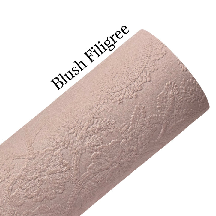 Blush Embossed Floral Filigree Leatherette