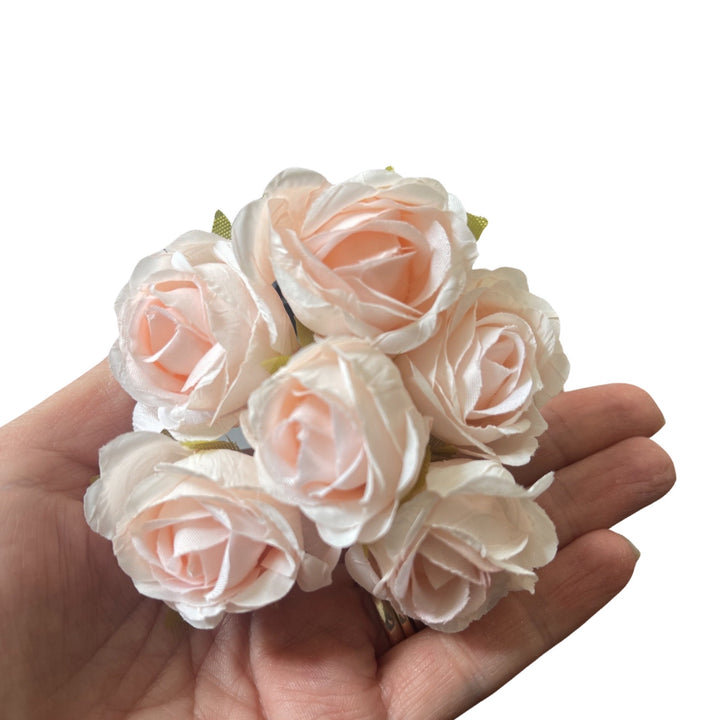 Soft Peach Silk Roses & Foliage Bundle