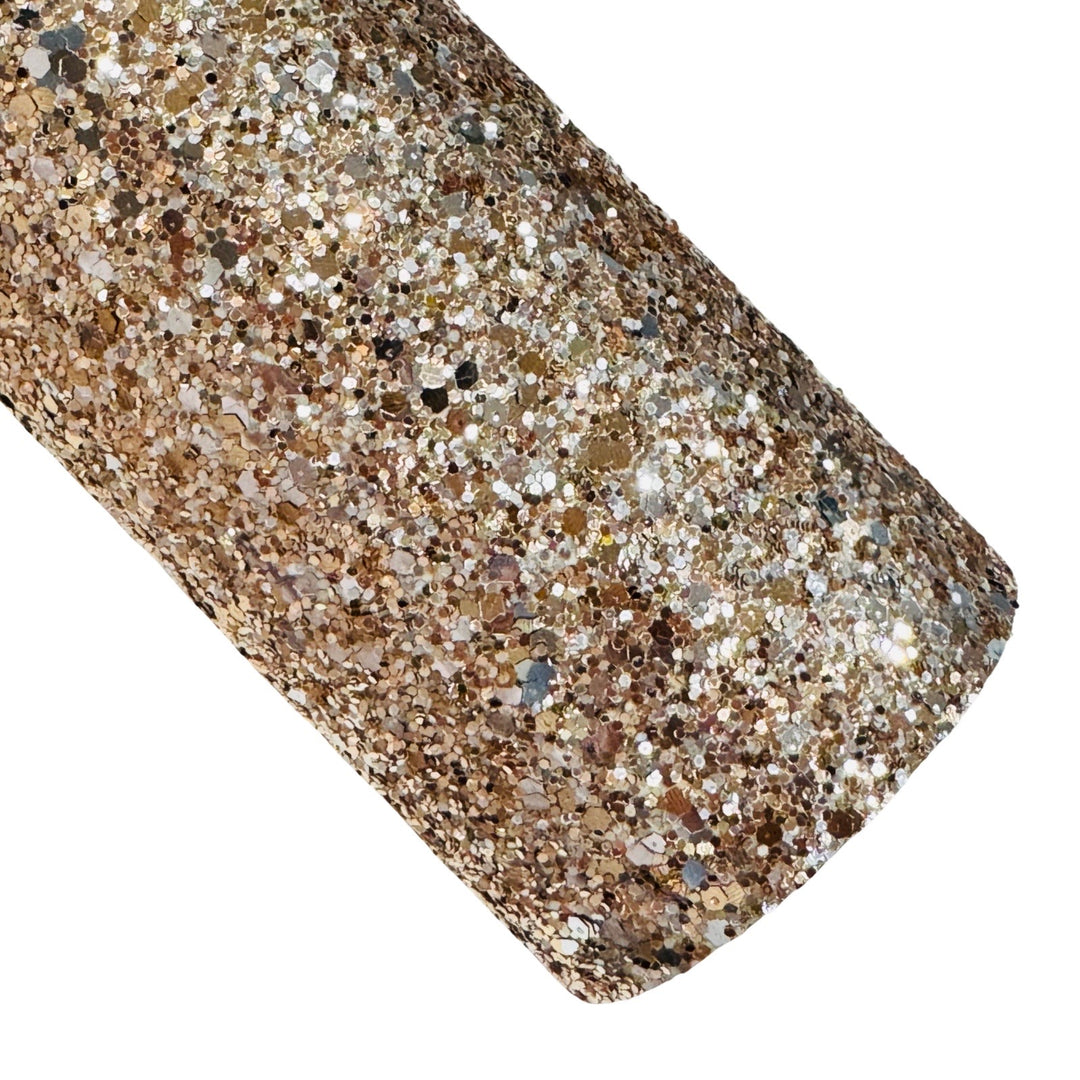 Champagne and Silver Chunky Glitter Leatherette