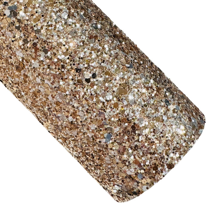 Champagne and Silver Chunky Glitter Leatherette