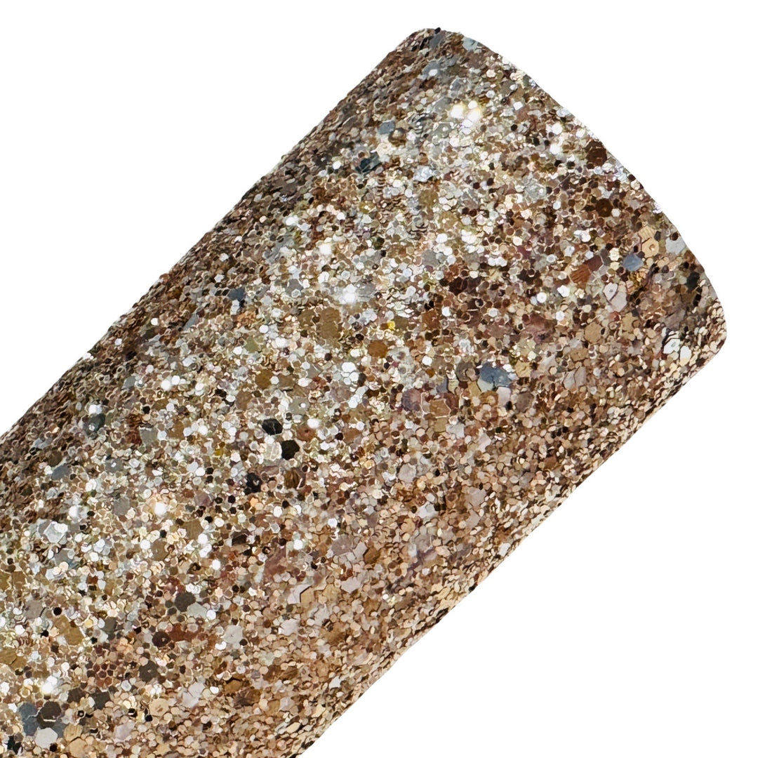 Champagne and Silver Chunky Glitter Leatherette
