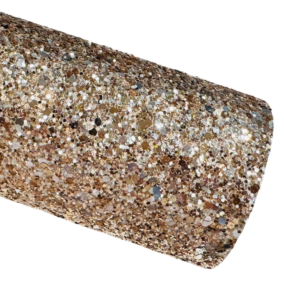 Champagne and Silver Chunky Glitter Leatherette