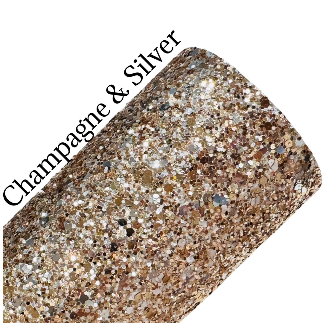 Champagne and Silver Chunky Glitter Leatherette