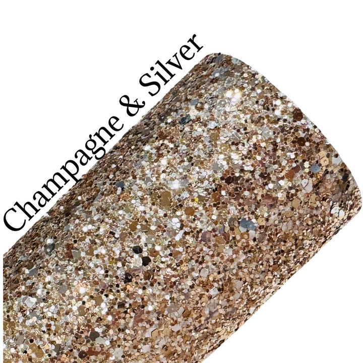 Champagne and Silver Chunky Glitter Leatherette