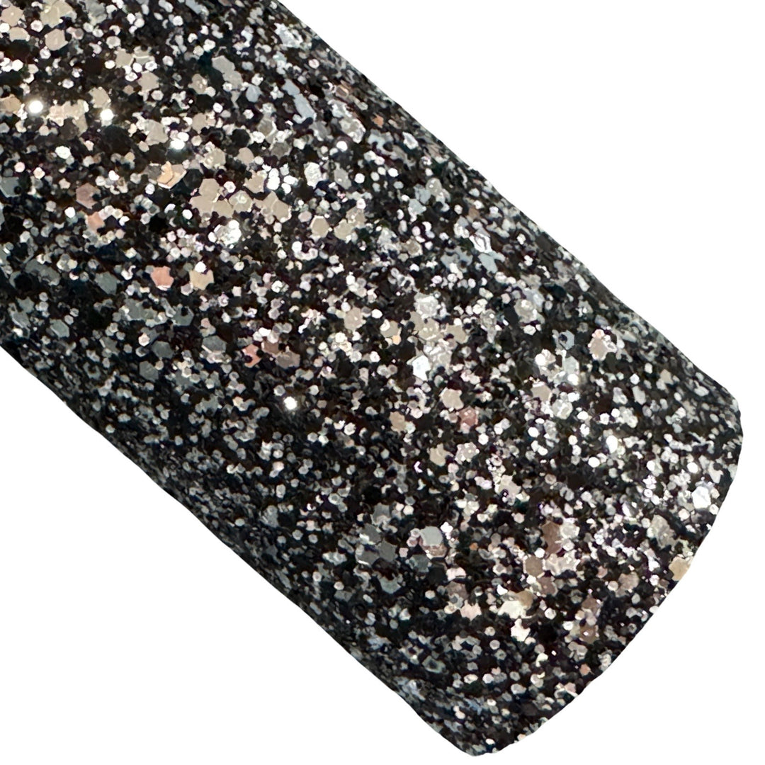 Black & Silver Chunky Glitter Leatherette