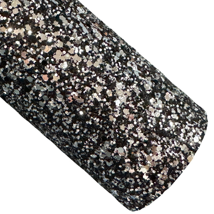 Black & Silver Chunky Glitter Leatherette