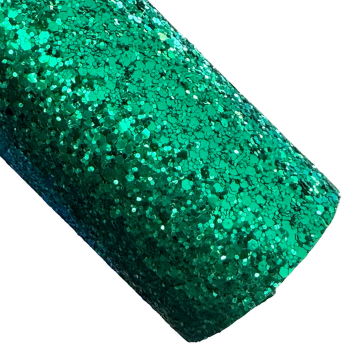 Jade Green Premium Chunky Glitter Leather