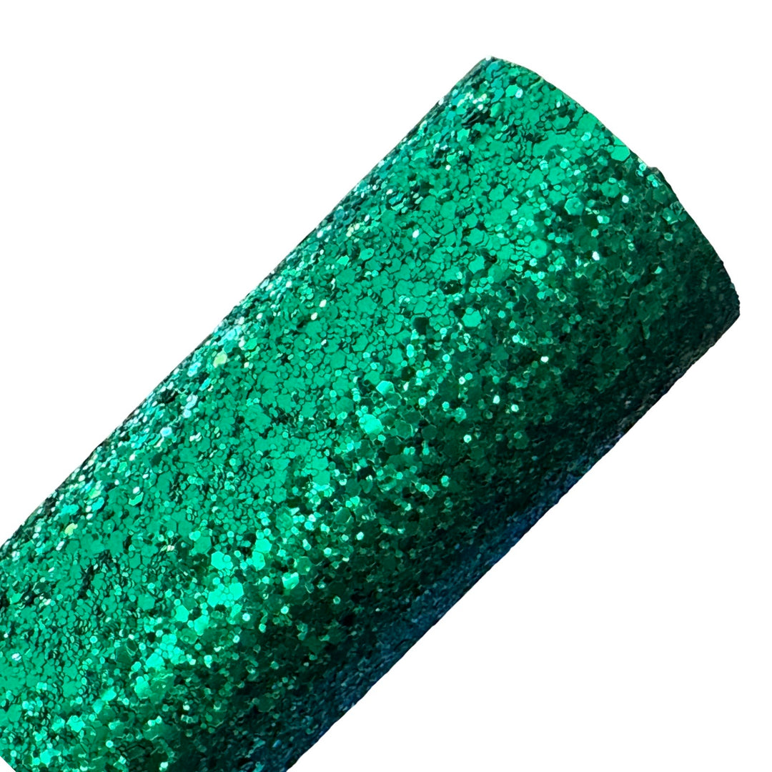 Jade Green Premium Chunky Glitter Leather