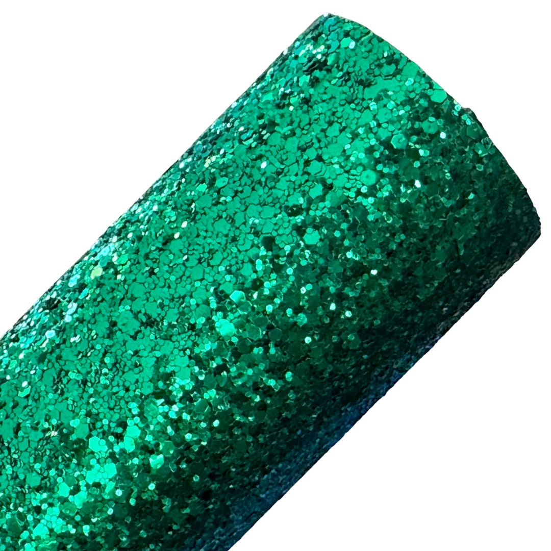 Jade Green Premium Chunky Glitter Leather