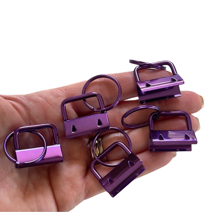 Matériel de porte-clés violet métallisé Porte-clés de 1 pouce (25 mm) avec anneau fendu de 25 mm
