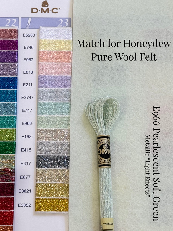 DMC Light Effects Metallic Floss   · Pearlescent Soft Green  ·  E966  · Match for Honeydew