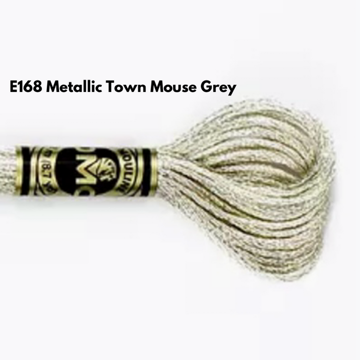 DMC Light Effects Metallic Floss -  E168 Metallic Town Mouse Grey