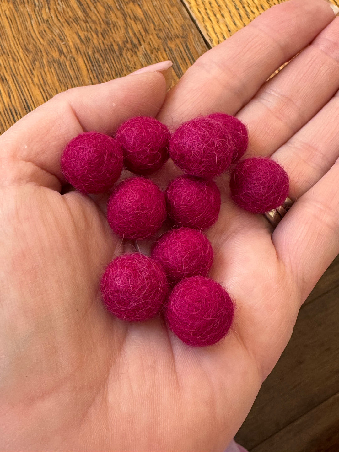 100% Wool Felt Balls 1cm 3/8” ~ Magenta Berry