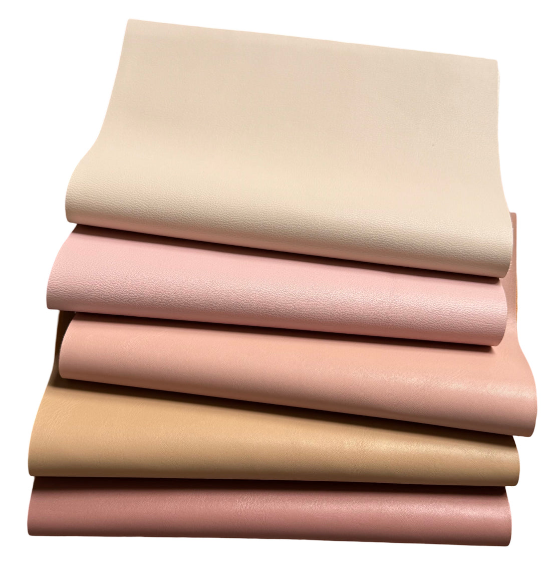 Muted Pinks Smooth Leatherette 5 Sheet Bundle