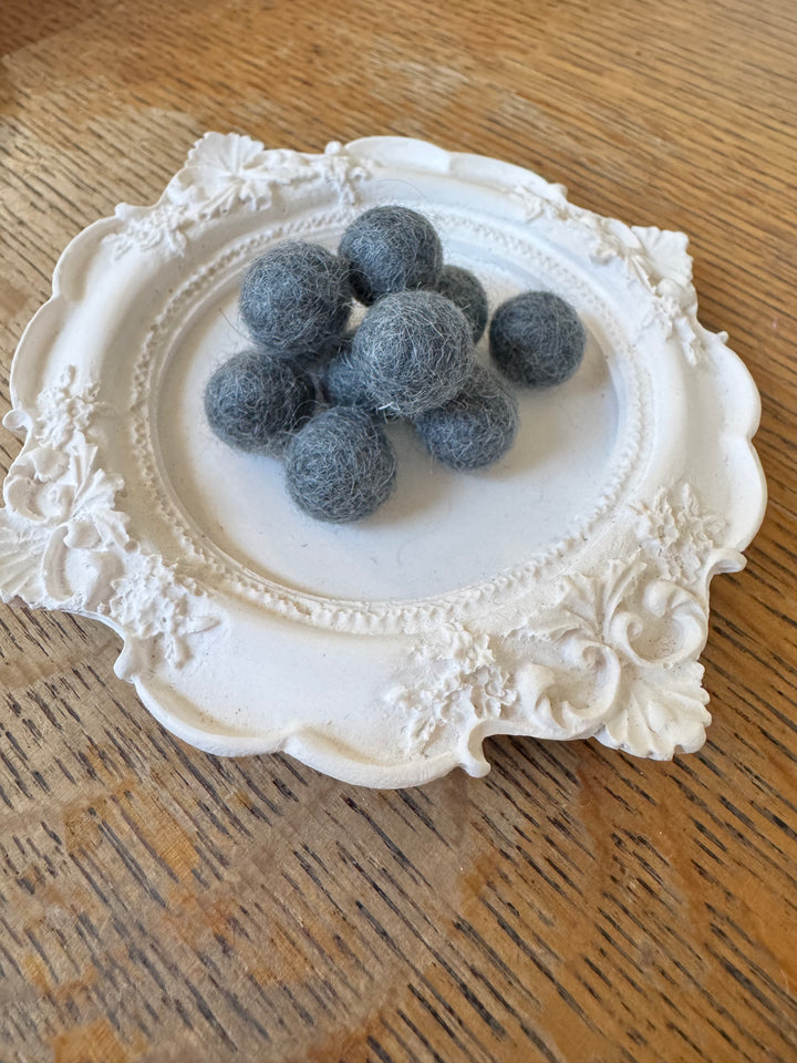 100% Wool Felt Balls 1cm 3/8” ~ Charcoal Grey