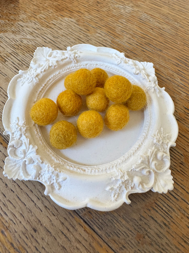 100% Wool Felt Balls 1cm 3/8” ~ Mustard