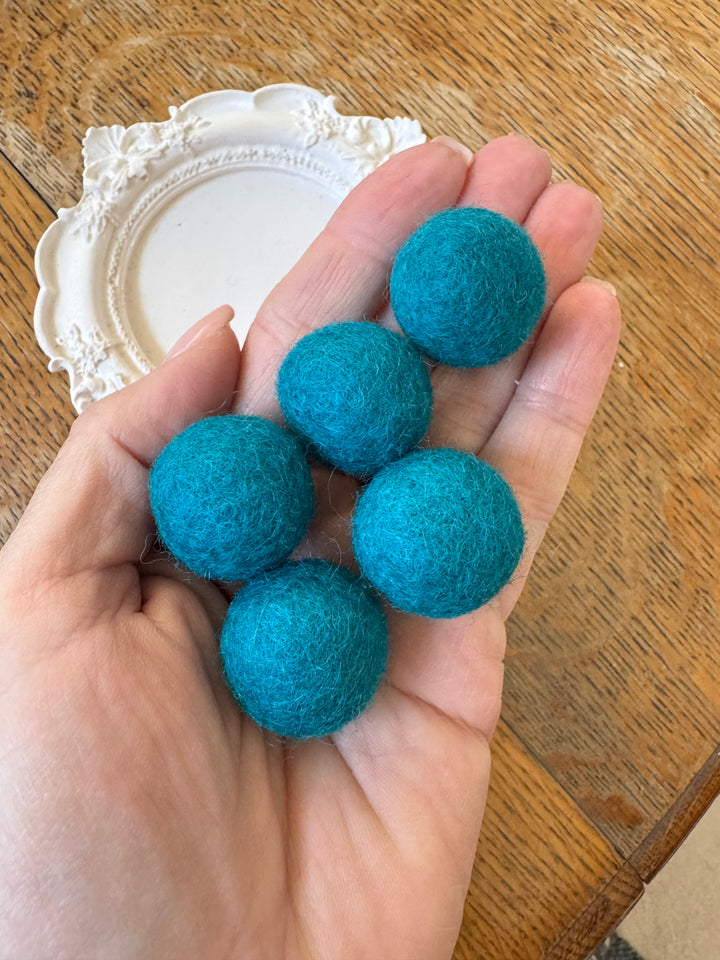 100% Wool Felt Balls 2cm 3/4” ~ Peacock