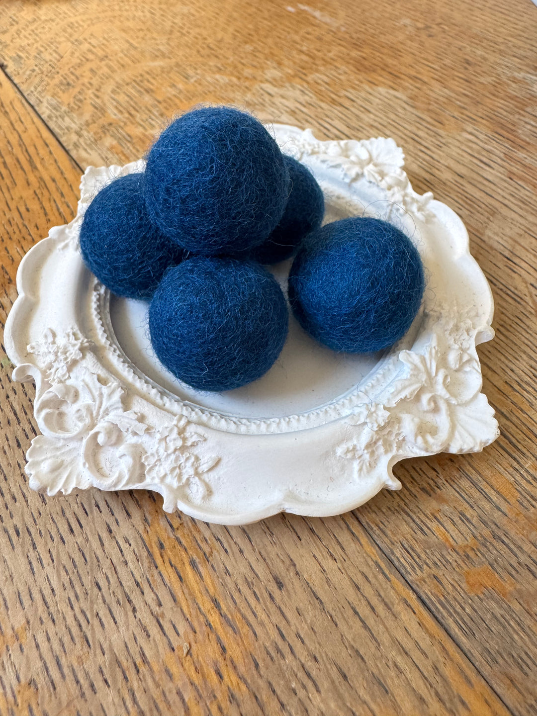 100% Wool Felt Balls 2cm 3/4” ~ Blue