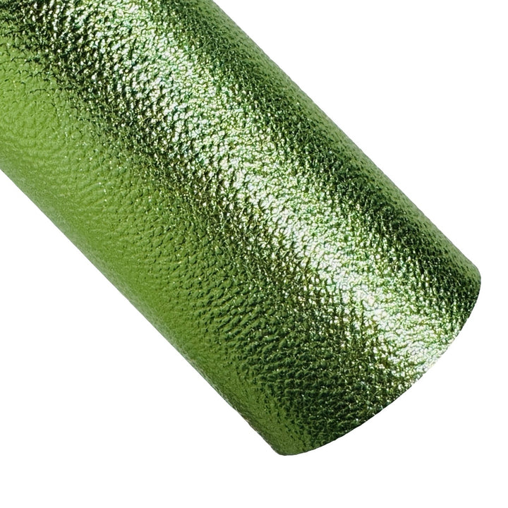 Chartreuse Green Metallic Leatherette and Chunky Glitter Leather