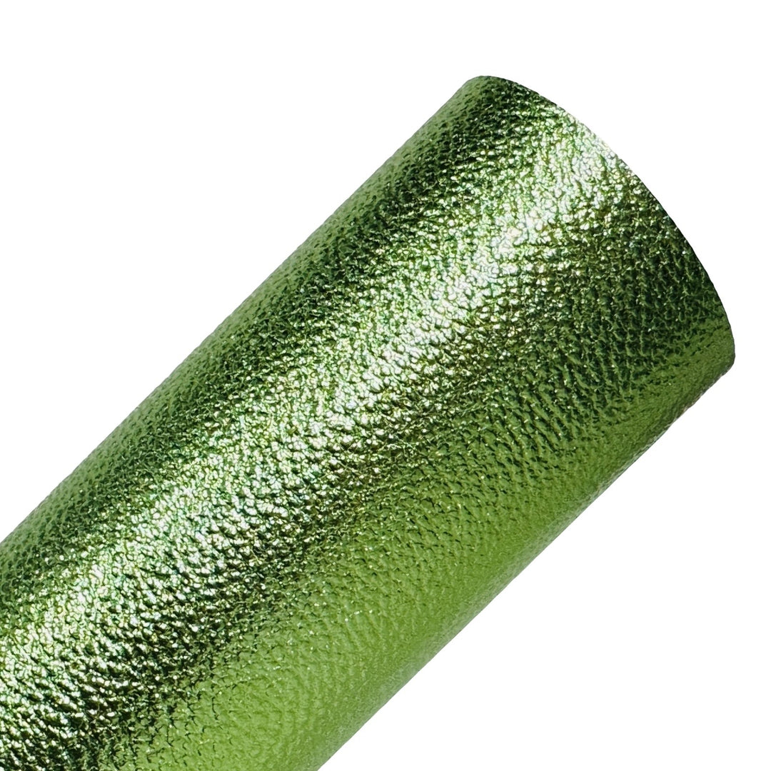 Chartreuse Green Metallic Leatherette and Chunky Glitter Leather