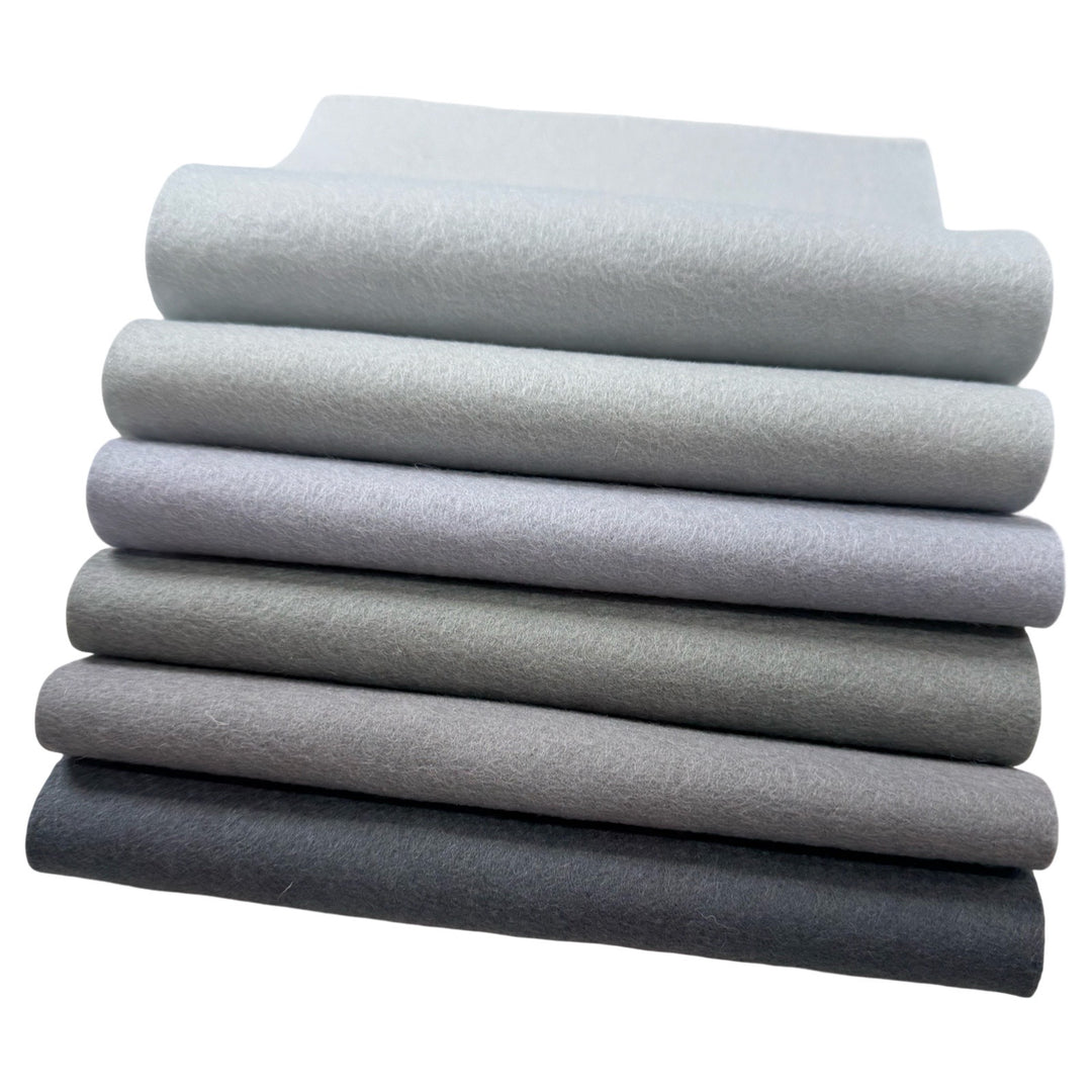 100% Pure Merino Wool Felt - Shades of Grey Bundle
