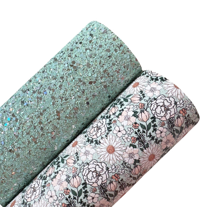 Minty Blooms Glitter Leatherette Bundles