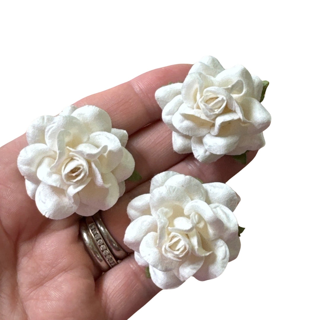 Romantic Rose Mulberry Paper Flowers - 37mm - White