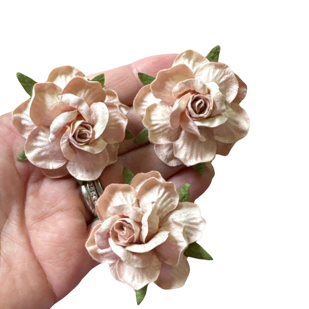 Nude Pink Mulberry Paper Roses - 50mm - Lot of 5