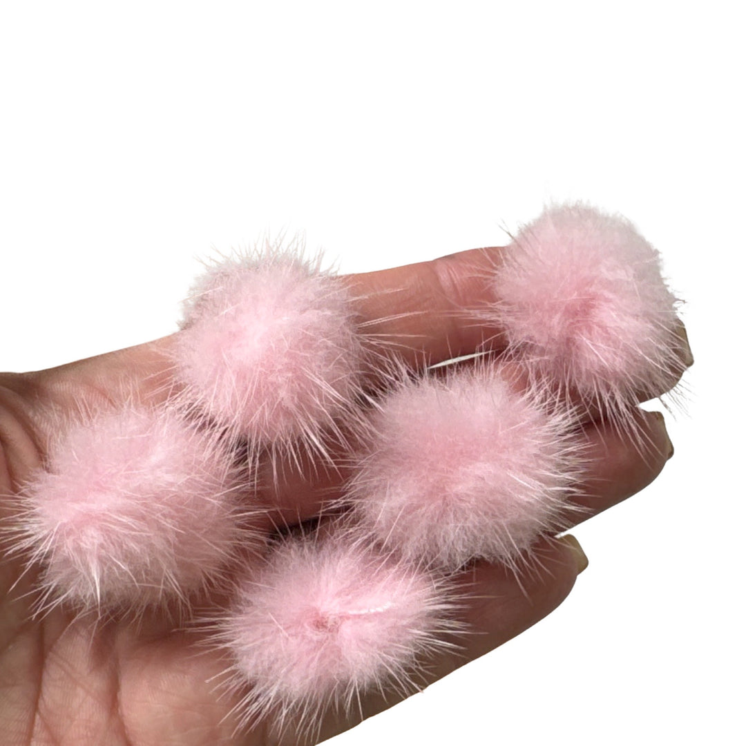30mm Baby Pink Mink Fur Balls 10 Pack