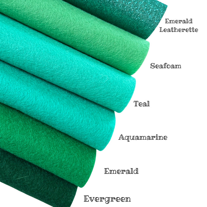 Emerald Teal Merino Wool Felt Bundle