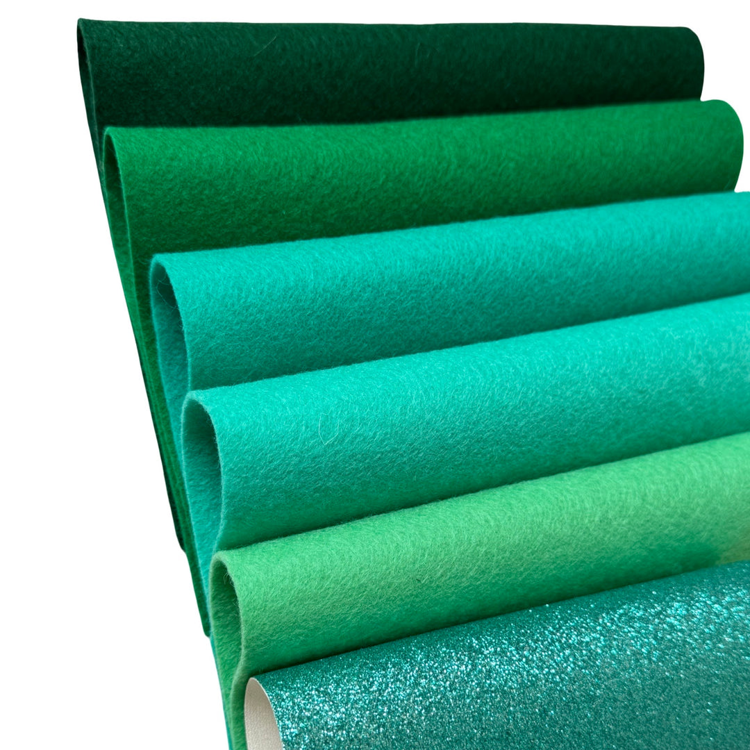 Emerald Teal Merino Wool Felt Bundle