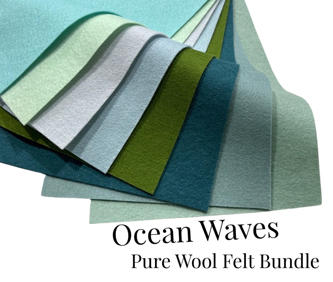 Ocean Waves 100% Pure Wool Felt Bundle of 8
