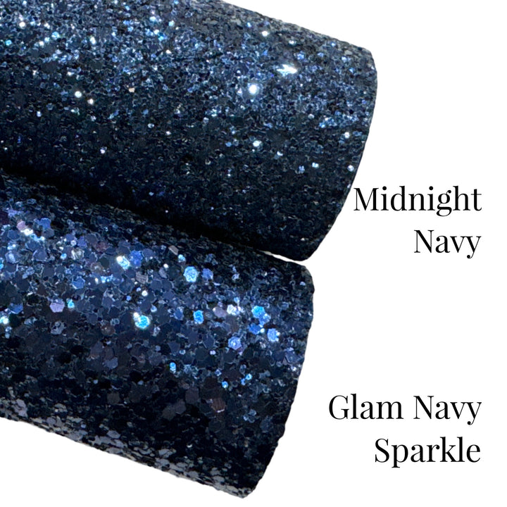 Midnight Navy Chunky Glitter Leather