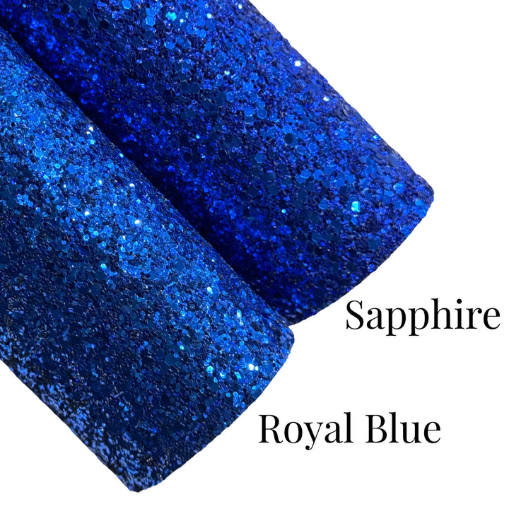 Royal Blue Chunky Glitter Leather | Available in rolls | Royal Blue Glitter Leather