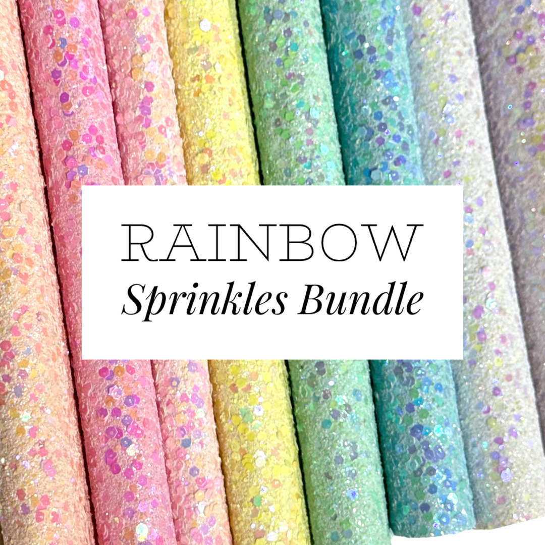 NEW Candy Pink Rainbow Sprinkles Chunky Glitter Leather