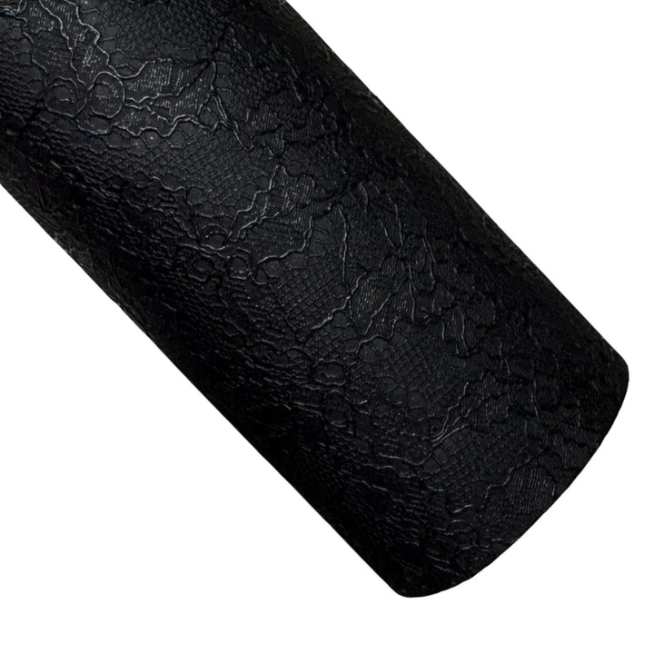 Embossed Black Lace Leatherette
