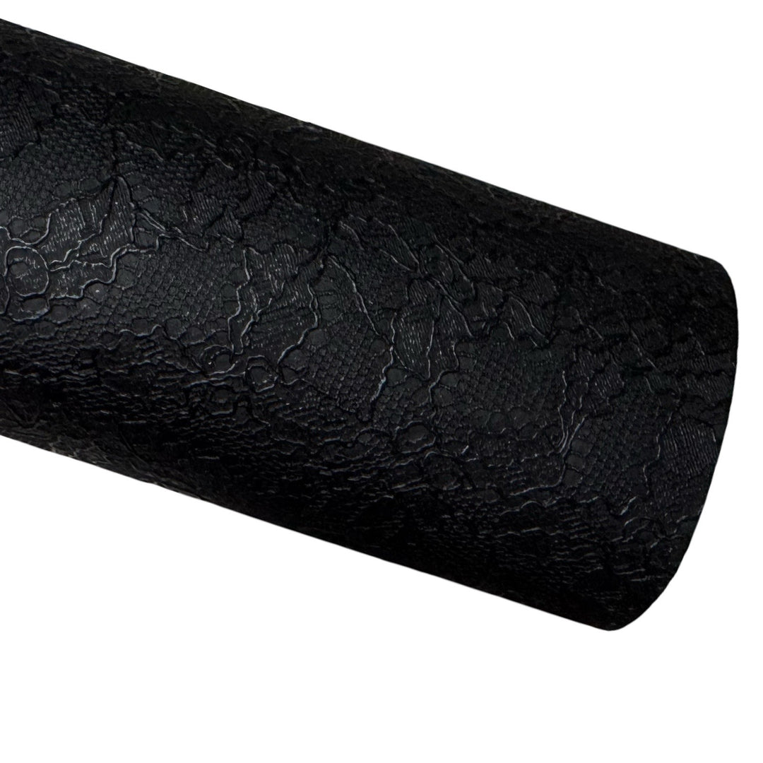 Embossed Black Lace Leatherette