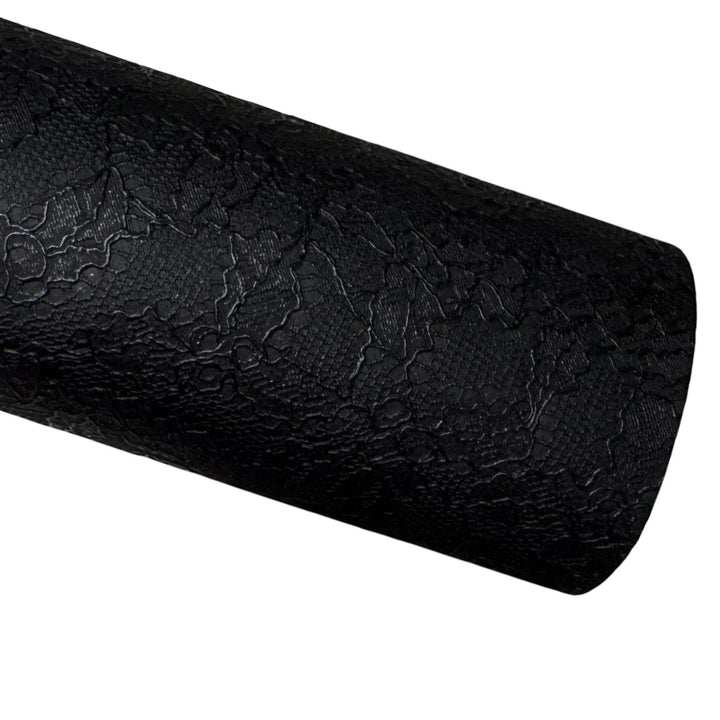 Embossed Black Lace Leatherette