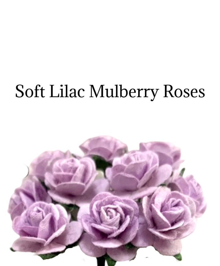 1cm Soft Lilac Mulberry Paper Flowers - 1cm Rounded Petal Roses - Soft Lilac - 10 pcs / 50 pcs