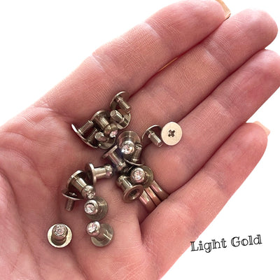Sam Browne Studs Screw Rivet with and without Stone - Lots of 10 or 26 - Gold or Silver