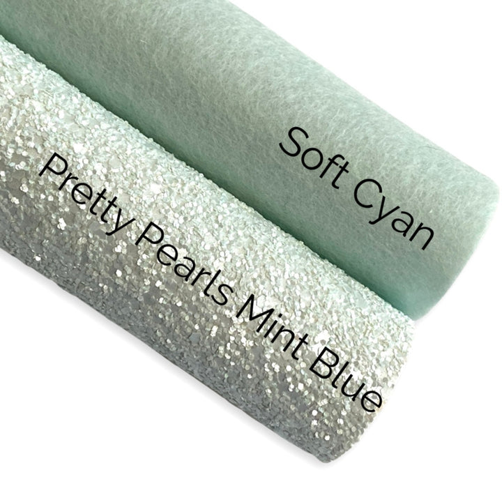 Mint Blue Matte  Pearl Chunky Glitter Leather