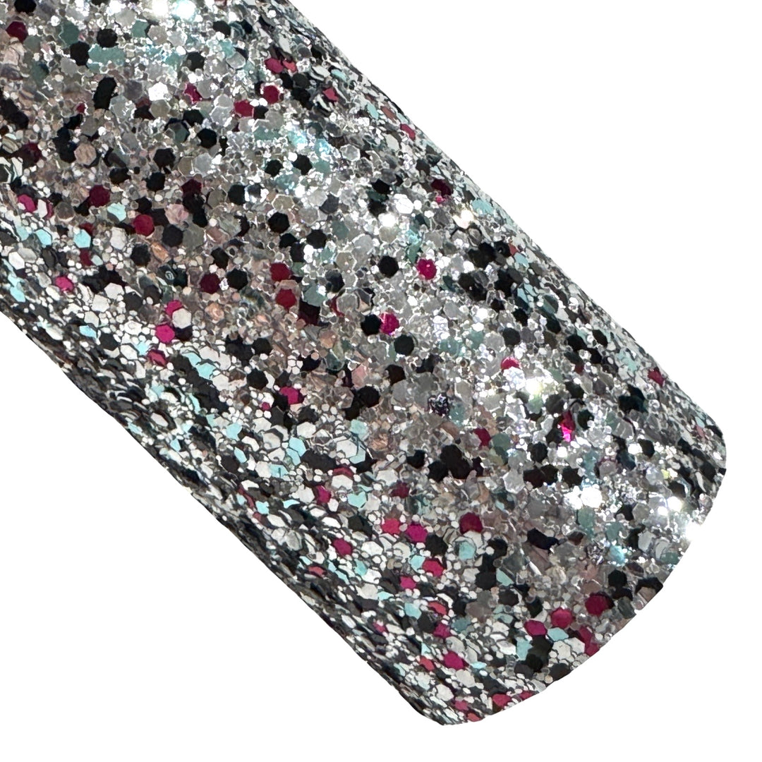 Silver Mix Chunky Glitter Leatherette
