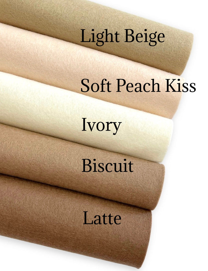 Natural Skin Wool Felt Bundle - 5 Sheets